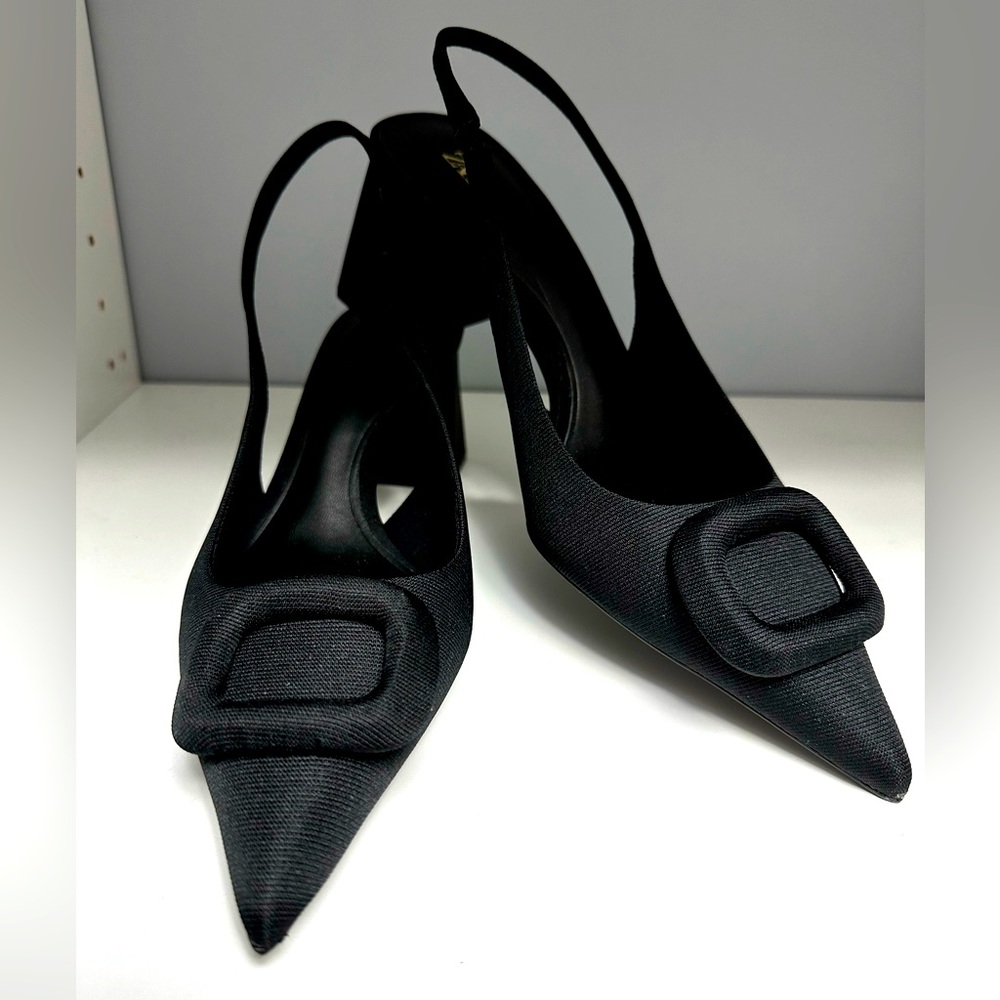 Zara black Slingbacks Size 39 (US 8) NEW